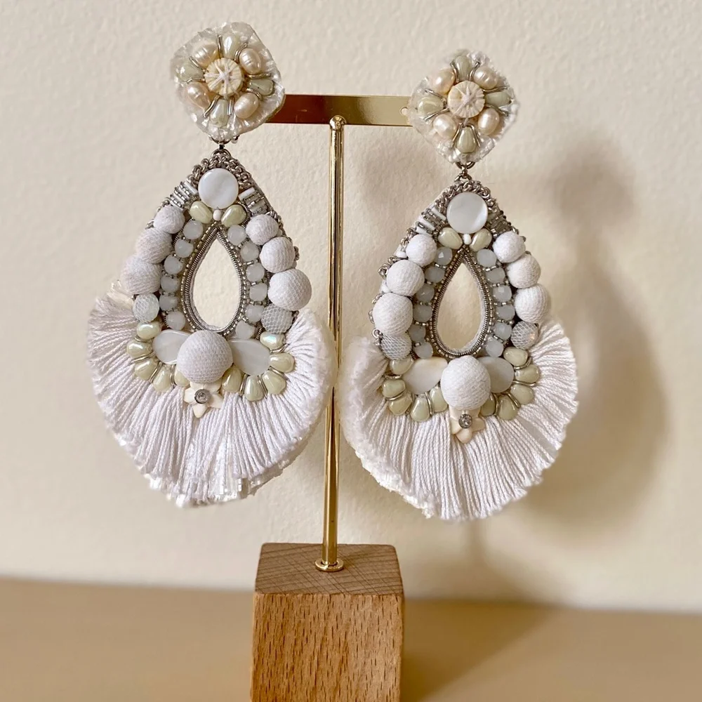 Ranjana Khan Simone Beaded Clip-On Statement Earrings